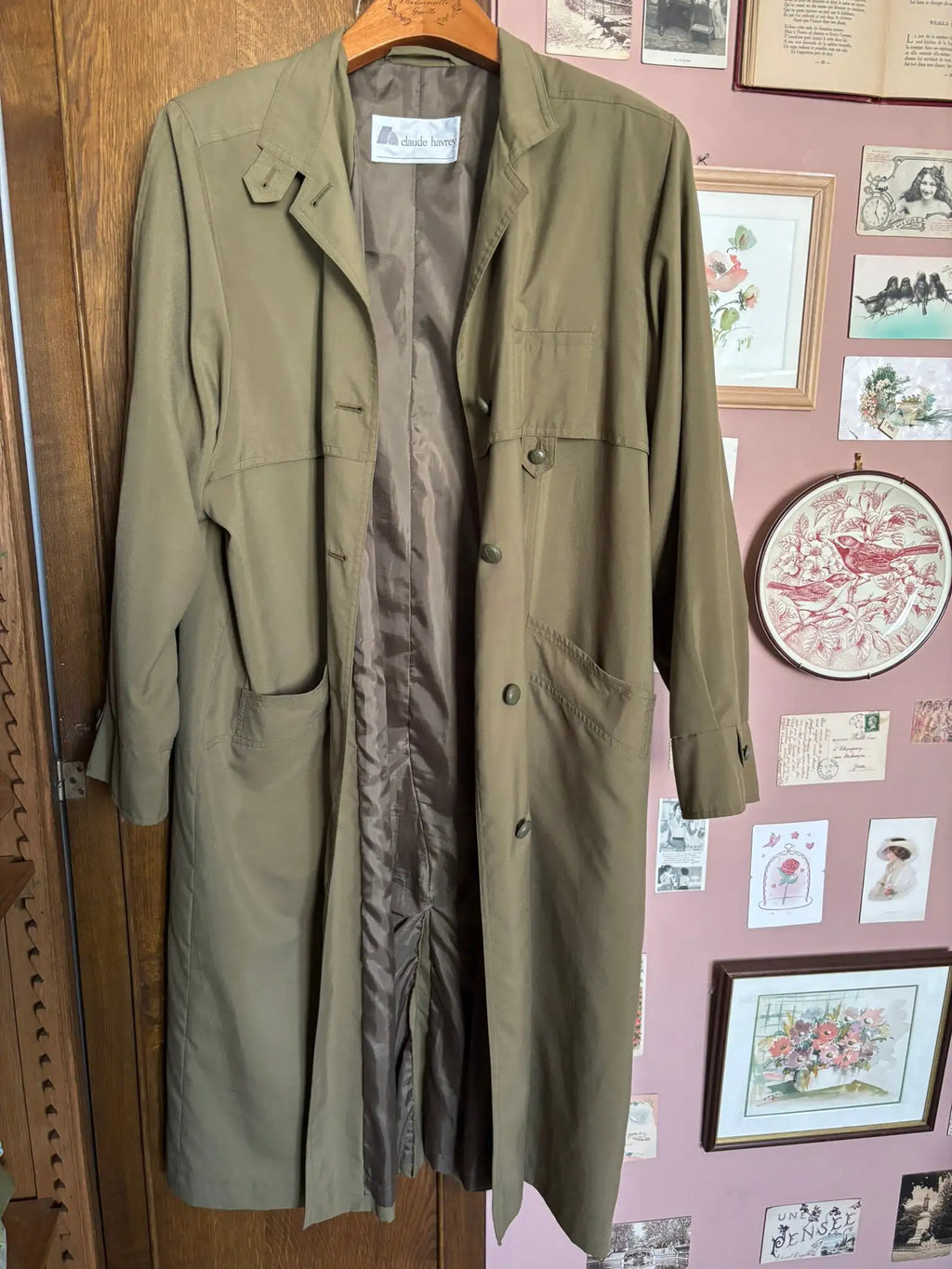 Veste longue vintage kaki Claude Havrey – Du 38 au 42 - Années 80/90