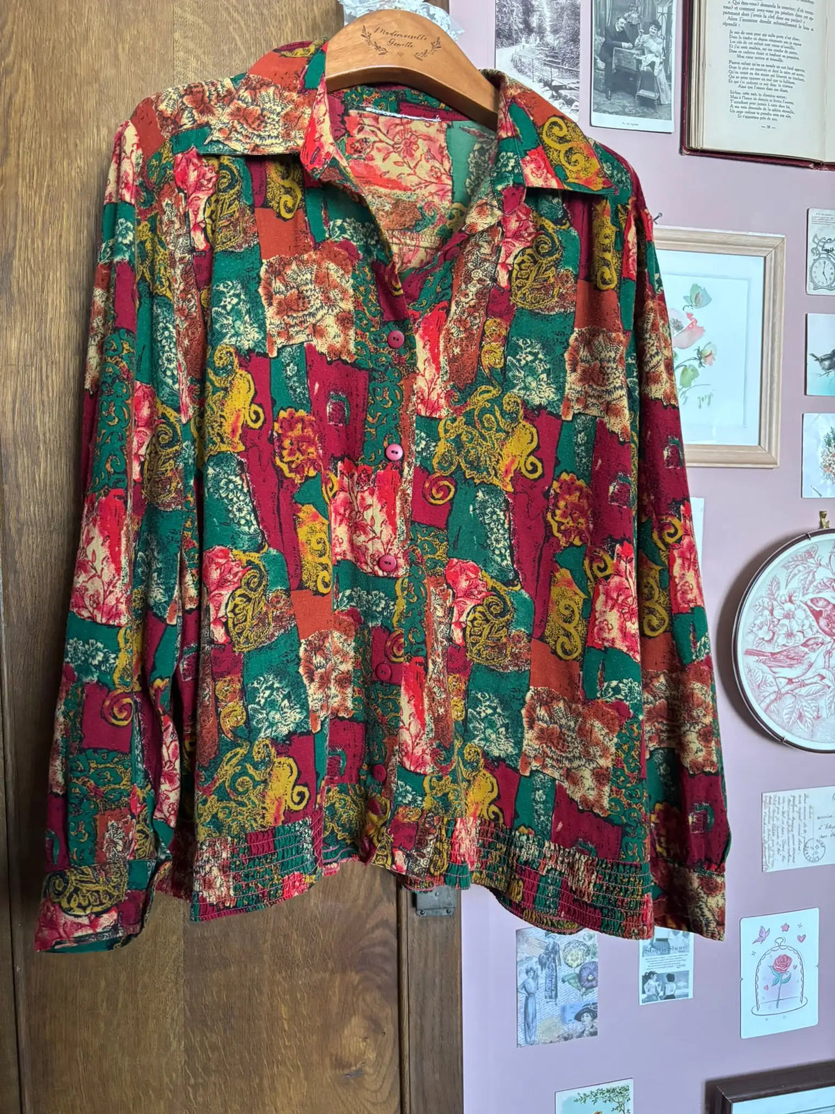 Chemise vintage patchwork cachemire & baroque –Du 38 au 42 - Années 90