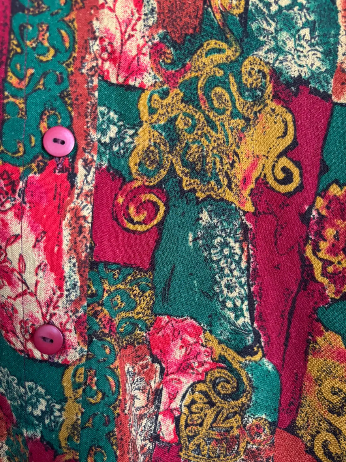 Vintage patchwork cashmere & baroque shirt – Size 38 to 42 – 90s