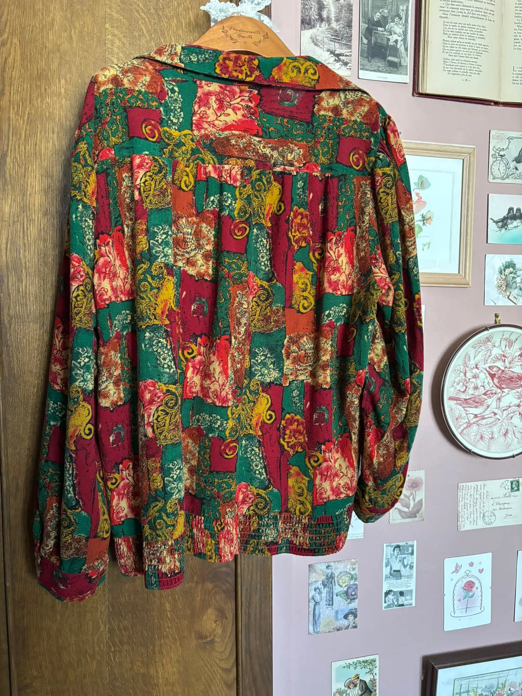 Vintage patchwork cashmere & baroque shirt – Size 38 to 42 – 90s