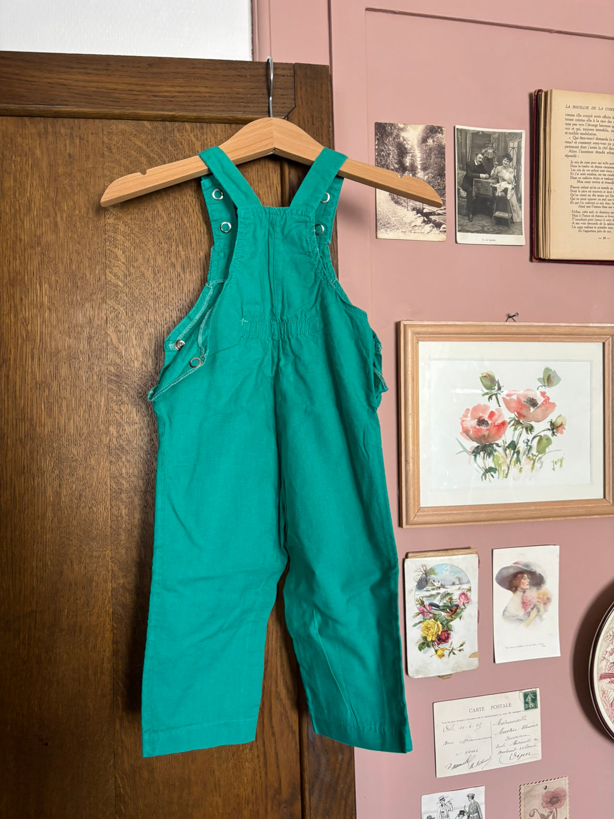 Vintage green children's overalls – 12 months – 1980s
