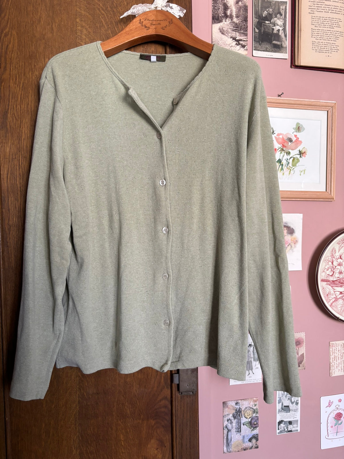 Vintage sage green thin cardigan – Nothing Else – Size 10/12 (UK) / 10/12 (US) – 90s/2000s