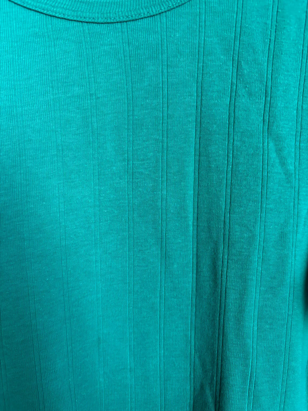 T-shirt vintage côtelé turquoise Mécène – Du 38 au 42 -  Années 90
