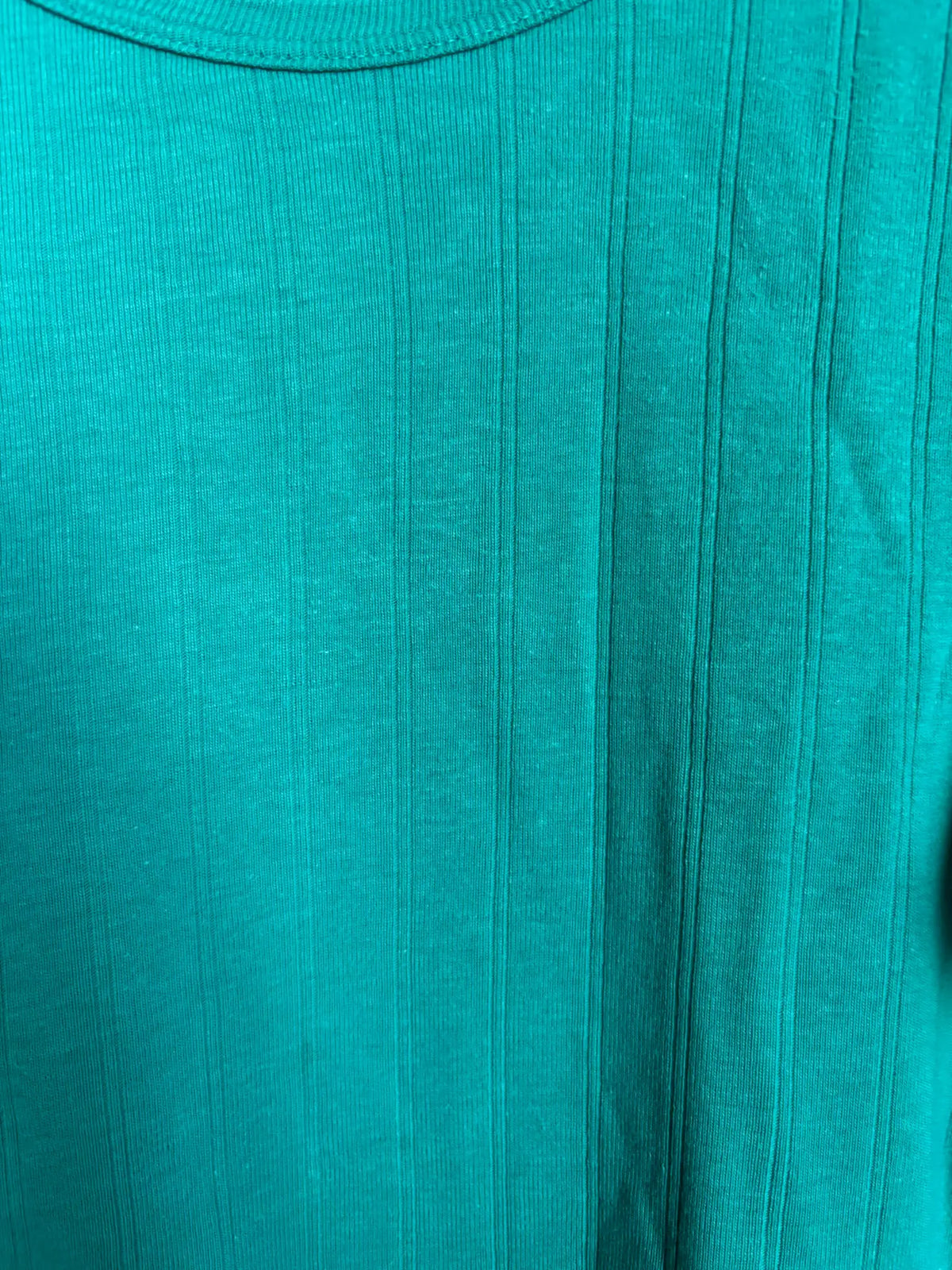 T-shirt vintage côtelé turquoise Mécène – Du 38 au 42 -  Années 90