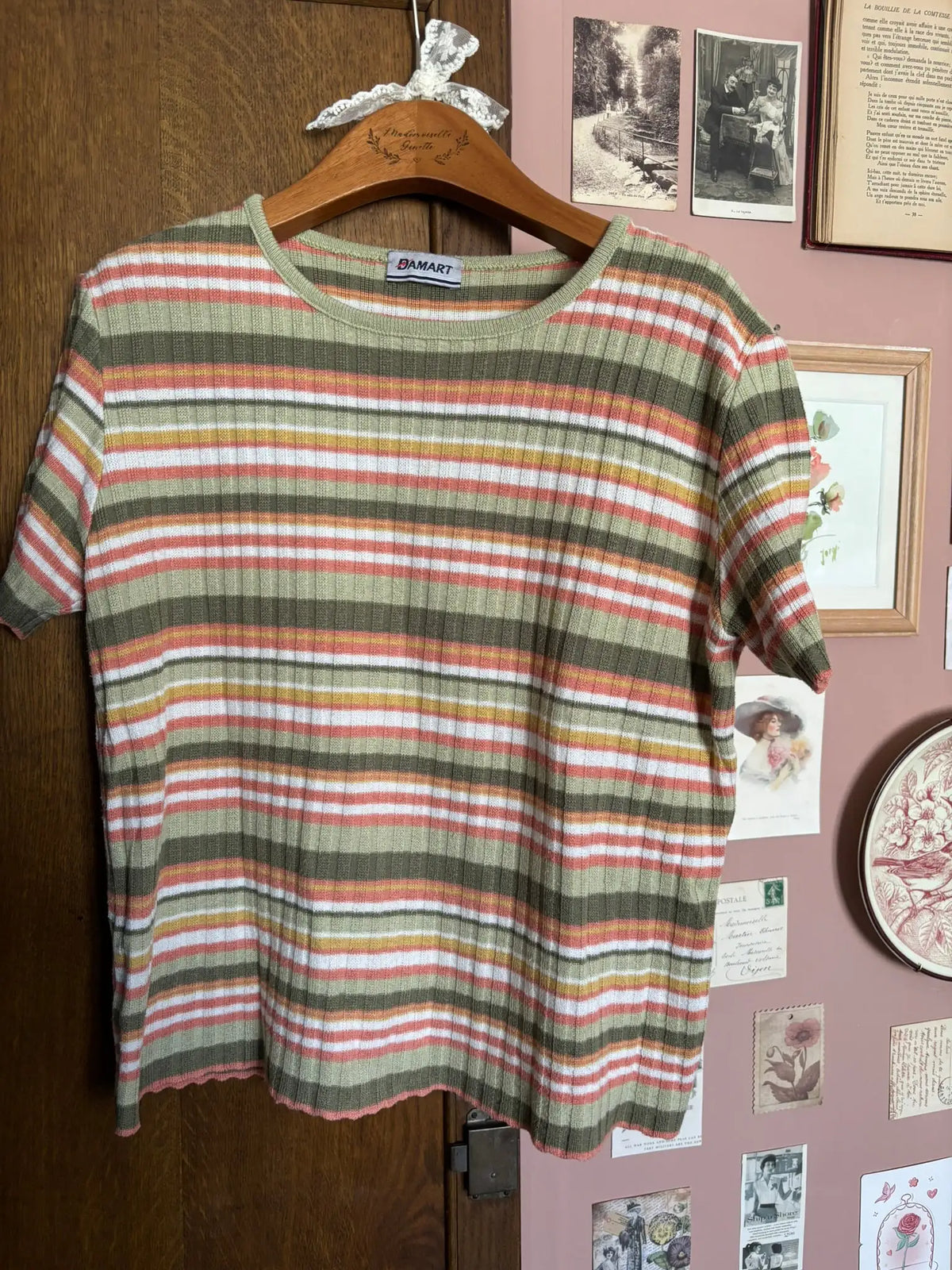 T-shirt en maille rayée Damart – Vintage - T.40/42 - années 2000