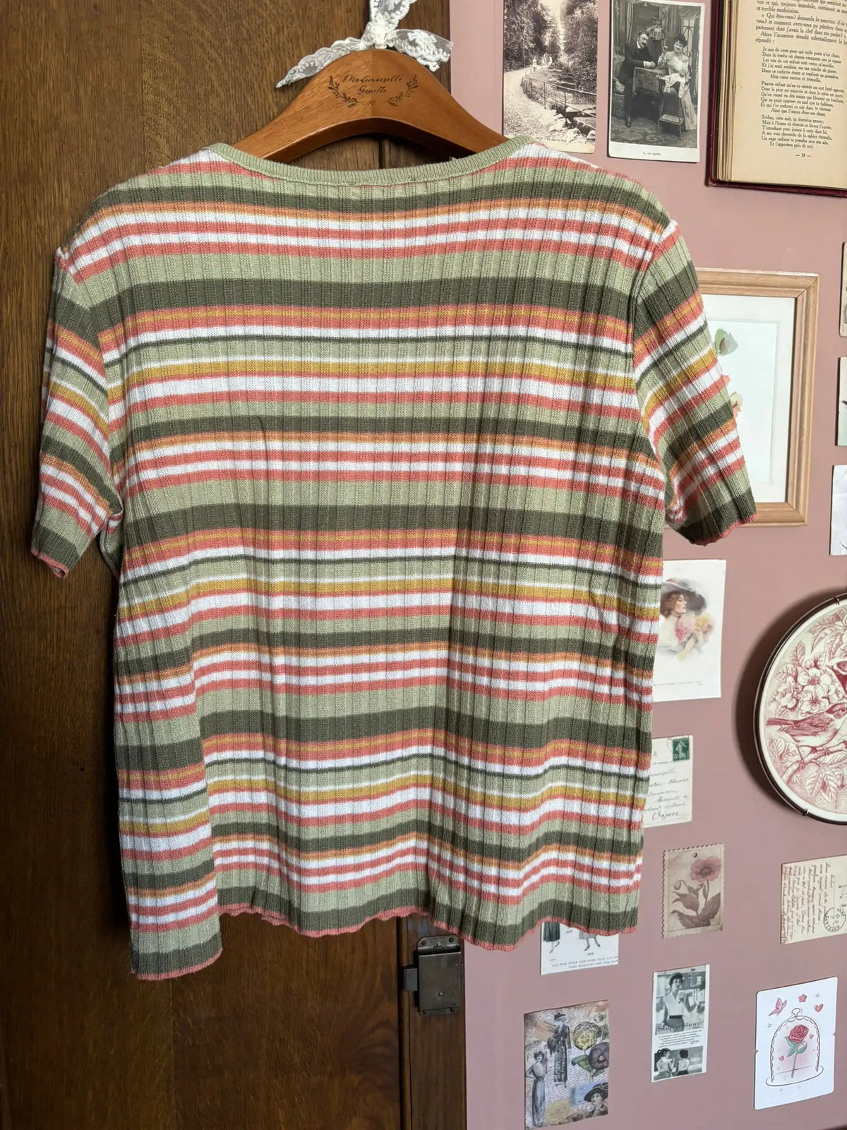 T-shirt en maille rayée Damart – Vintage - T.40/42 - années 2000