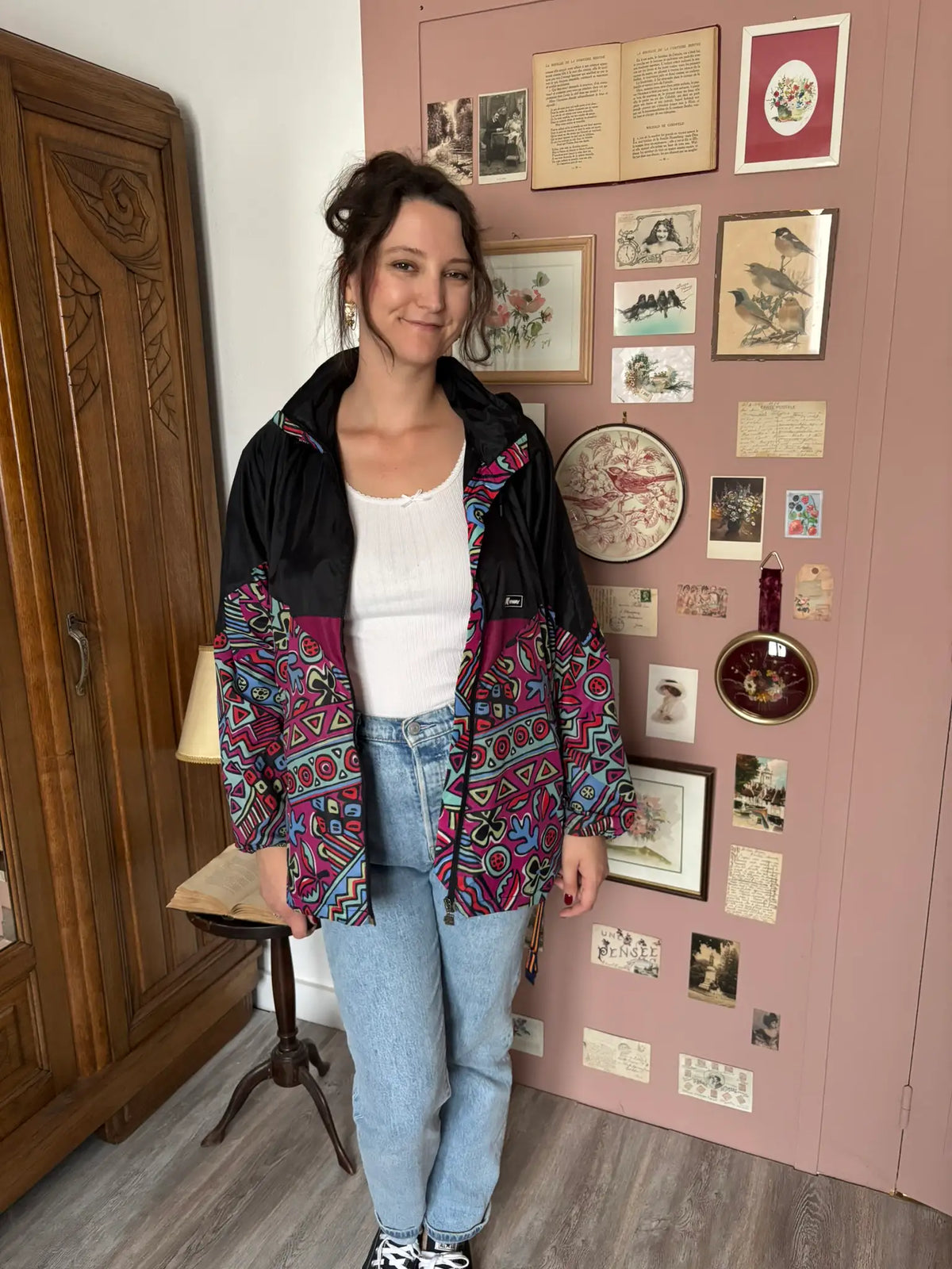 K-Way vintage oversize à motifs colorés mixte – Du 38 au 42 - Années 90