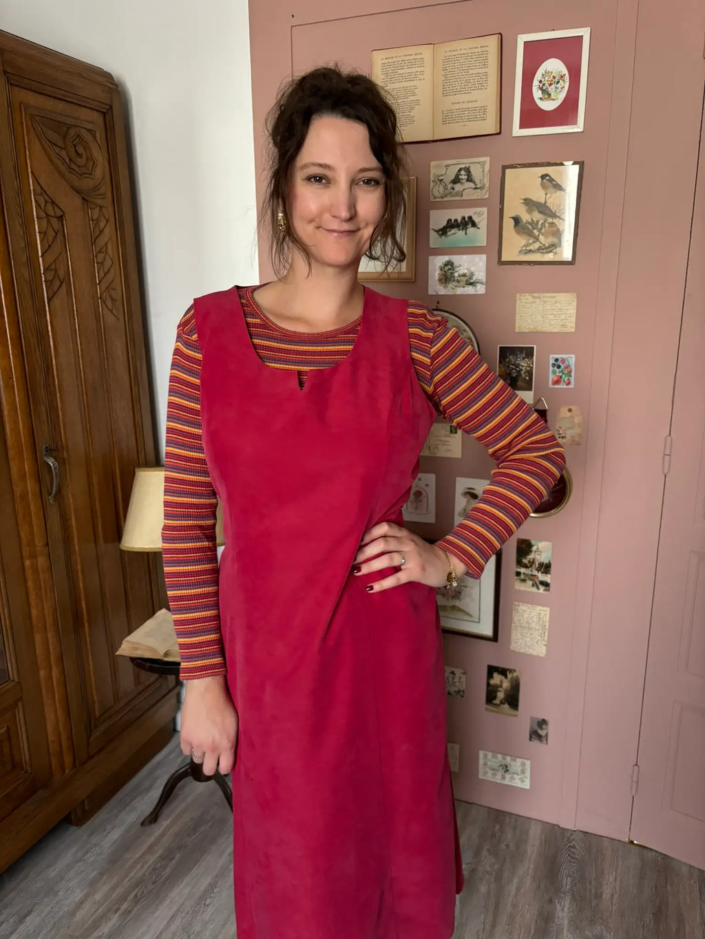 Raspberry red vintage maxi dress – Size 14/16 (US) / 44/46 (EU) – 1990s