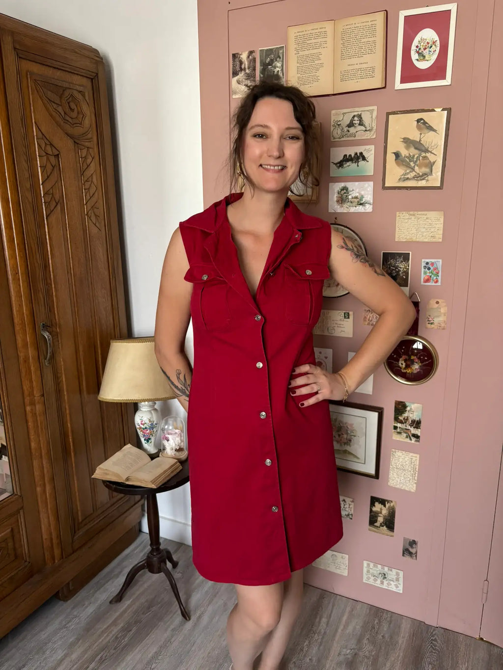Vintage red shirt dress – Miss California size 10 (US) / 38 (EU) – 1990s