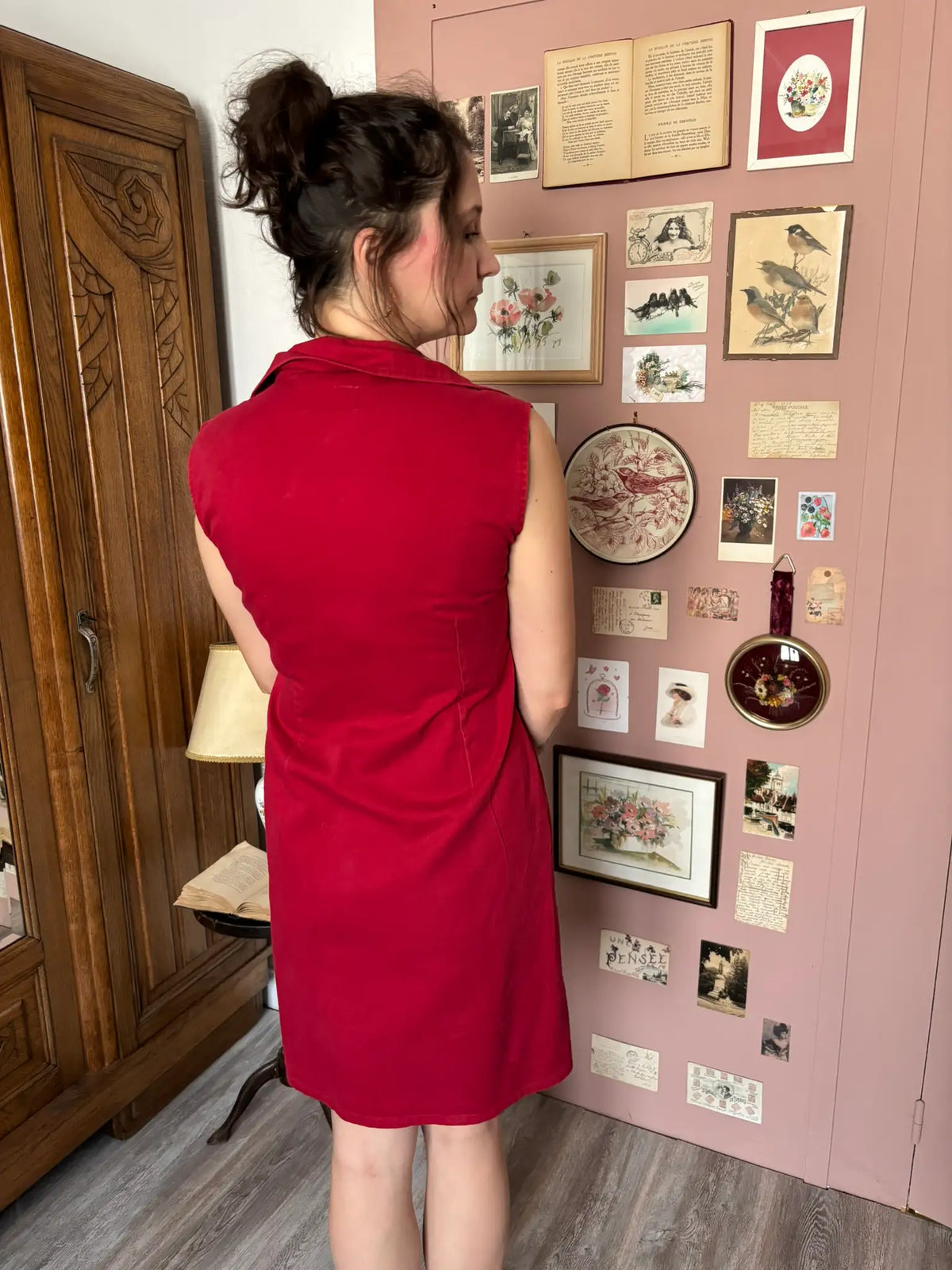 Robe chemise rouge vintage  – Miss California T.38 - Années 90