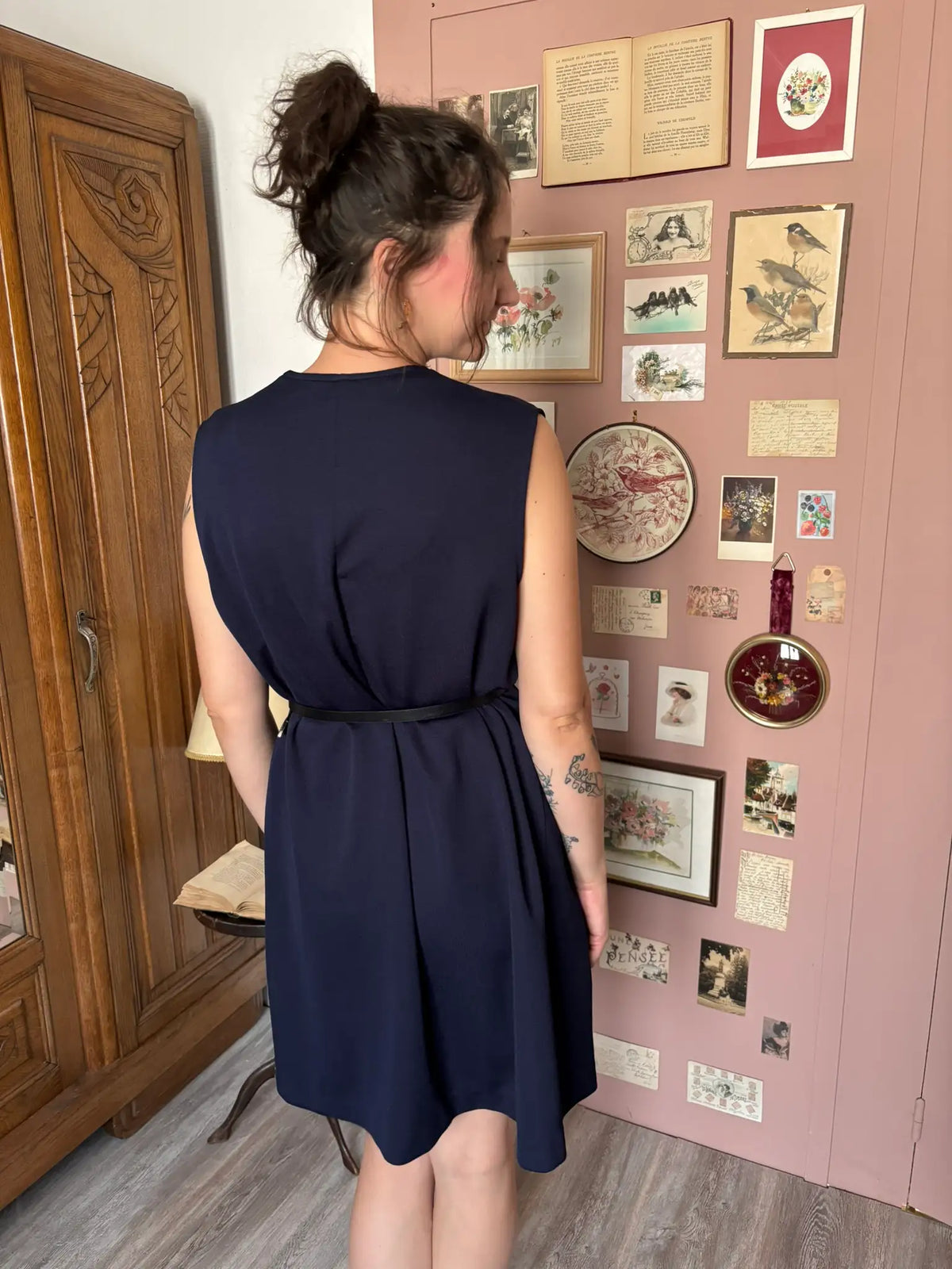 Robe chasuble bleu marine vintage – Afibel – T.42/44 - Années 90