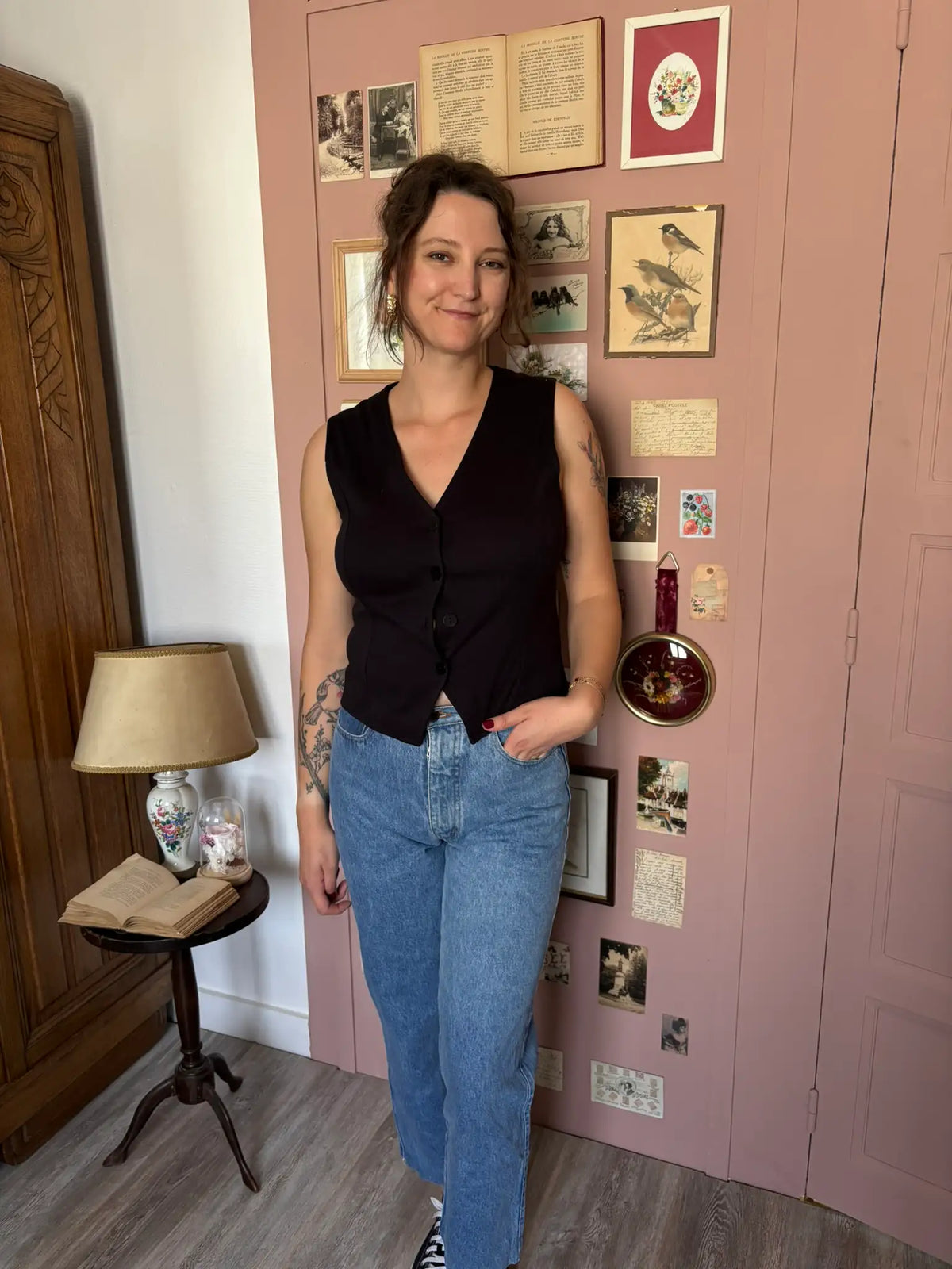 Jean bleu taille haute coupe droite – T.36 – Vintage années 90