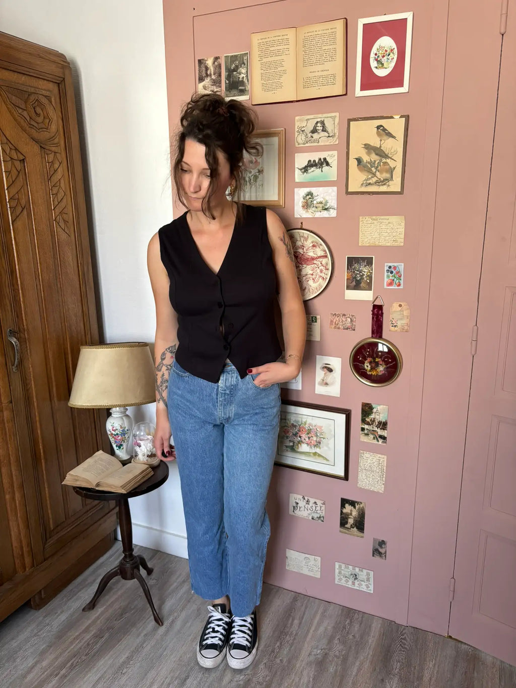 Jean bleu taille haute coupe droite – T.36 – Vintage années 90