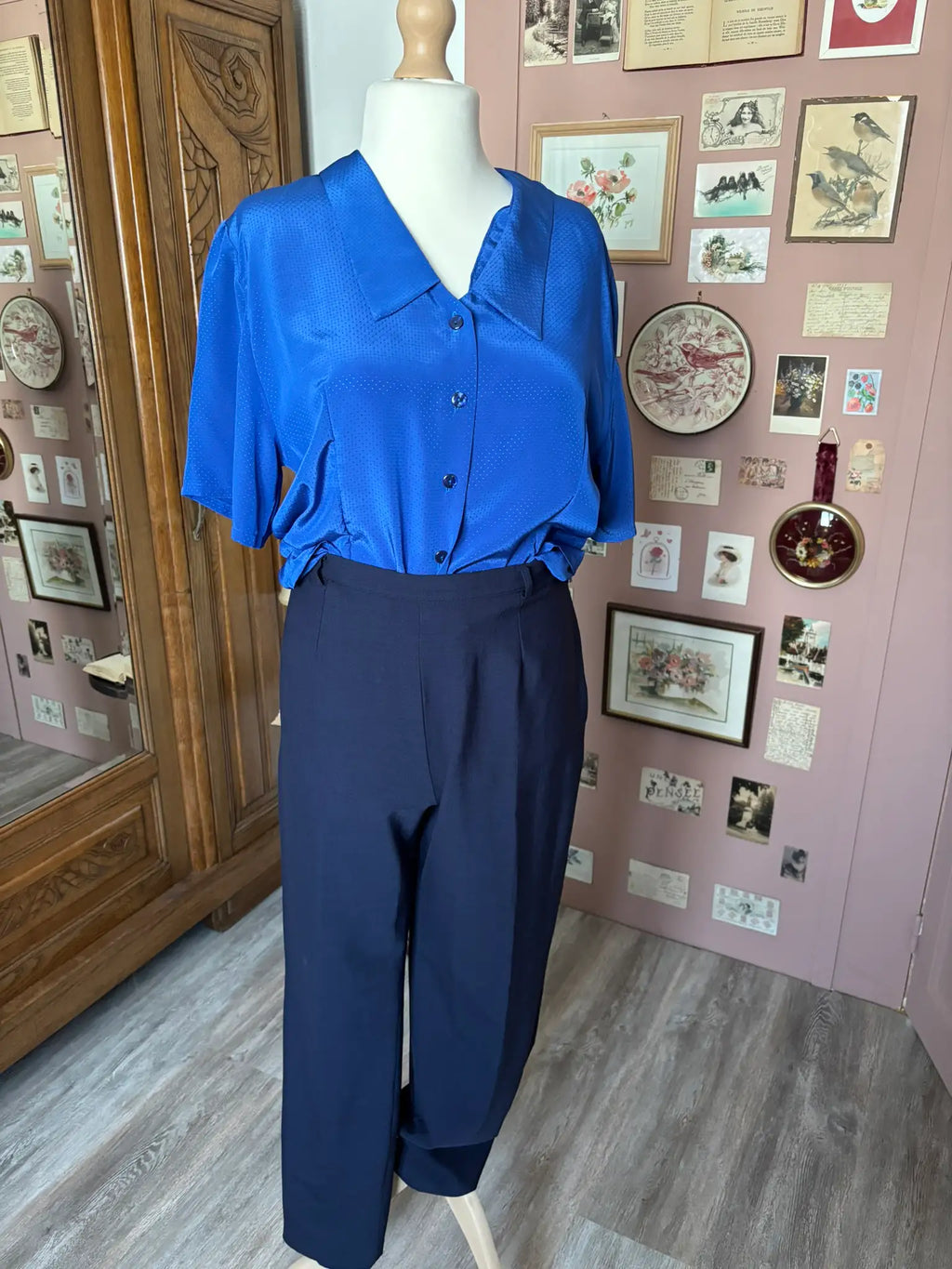 Pantalon tailleur vintage bleu marine – T.42/44 - Années 90