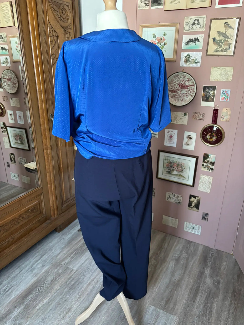 Pantalon tailleur vintage bleu marine – T.42/44 - Années 90