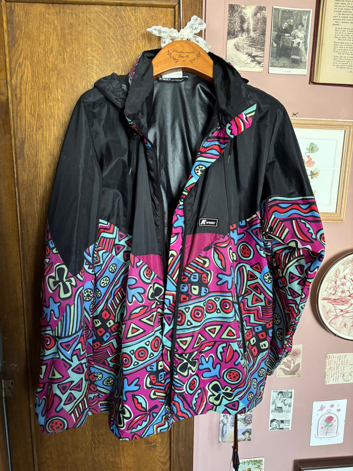 K-Way vintage oversize à motifs colorés mixte – Du 38 au 42 - Années 90