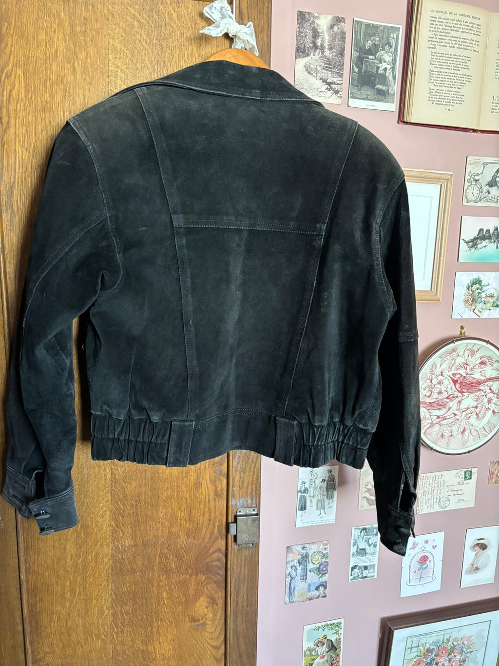 Blouson perfecto vintage en daim noir – Daniel Terence T.38 - Années 2000