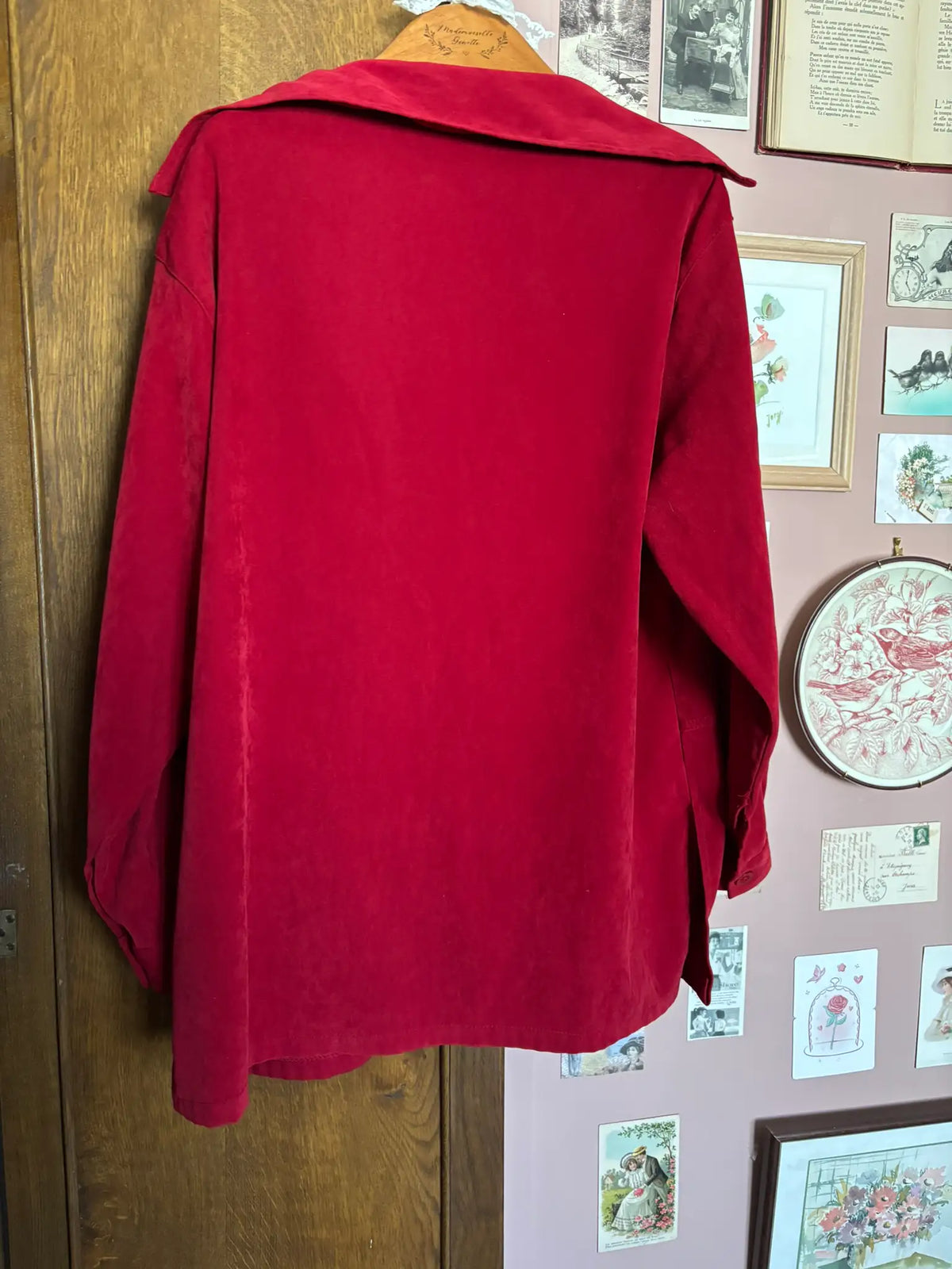 Surchemise vintage rouge effet daim – Années 80 – T40/42