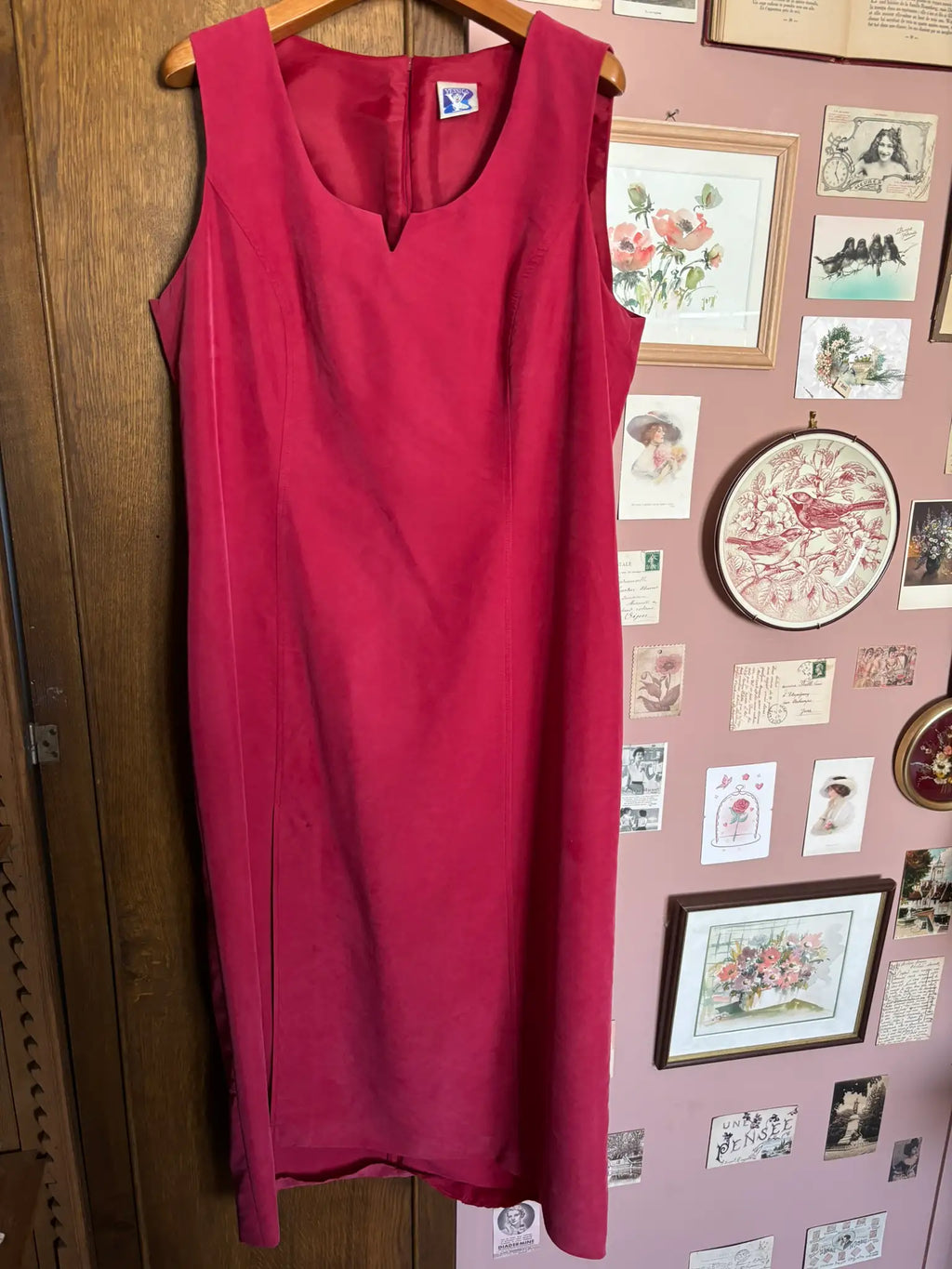 Raspberry red vintage maxi dress – Size 14/16 (US) / 44/46 (EU) – 1990s