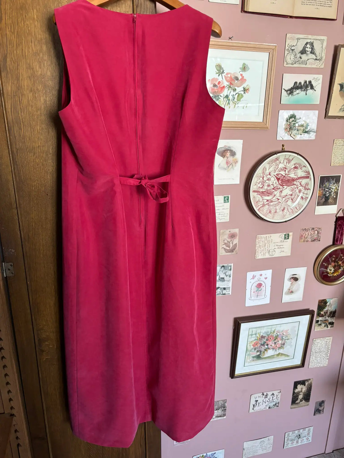 Raspberry red vintage maxi dress – Size 14/16 (US) / 44/46 (EU) – 1990s