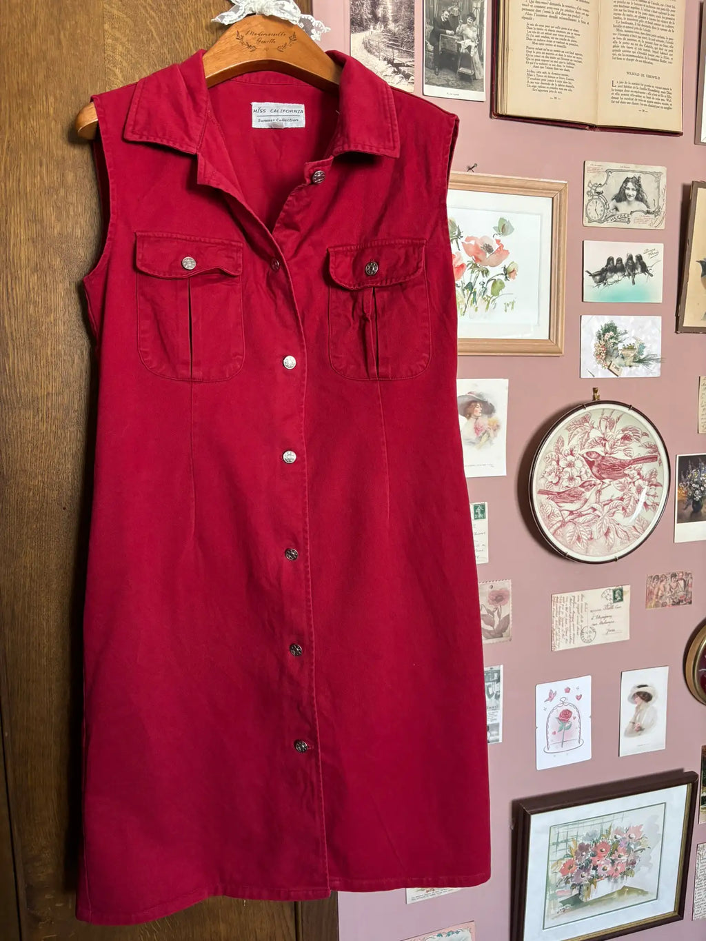 Vintage red shirt dress – Miss California size 10 (US) / 38 (EU) – 1990s