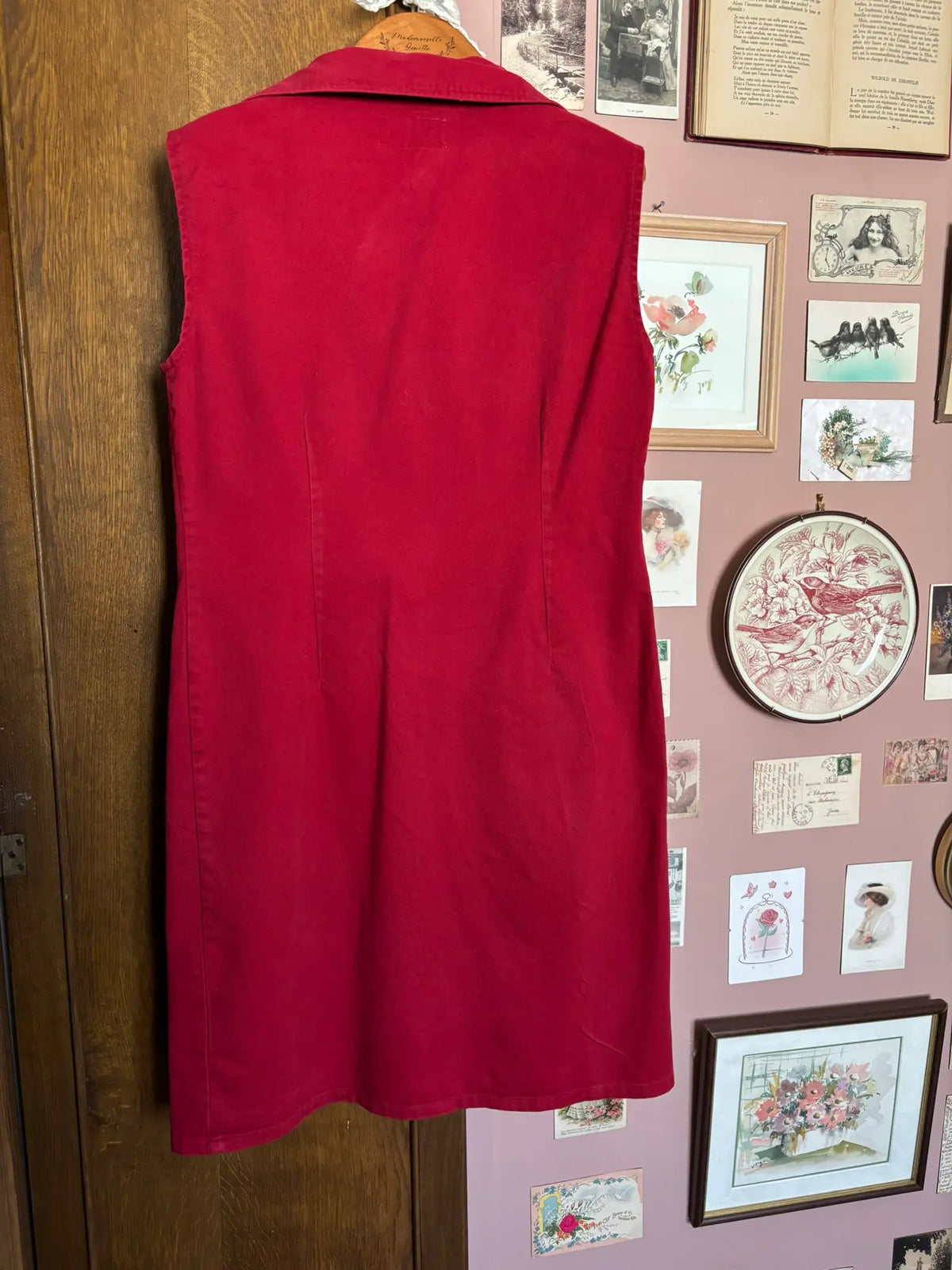 Robe chemise rouge vintage  – Miss California T.38 - Années 90