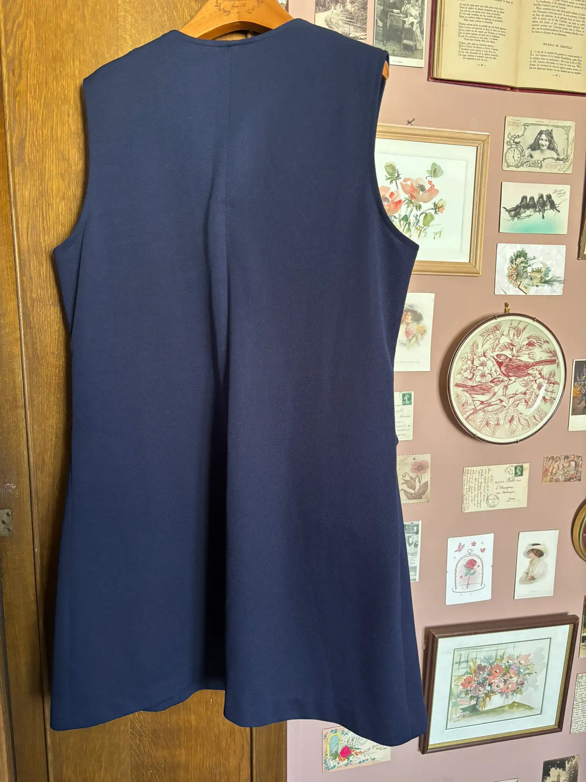 Vintage navy blue pinafore dress – Afibel – Size 14/16 (US) / 42/44 (EU) – 90s