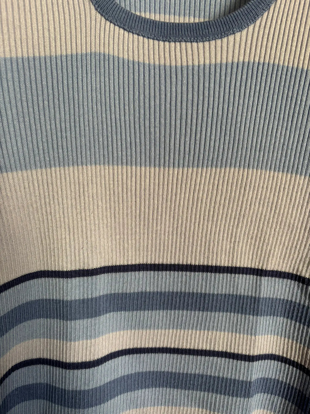 T-shirt vintage en maille rayée bleu – T.34/36 -  Années 90/2000