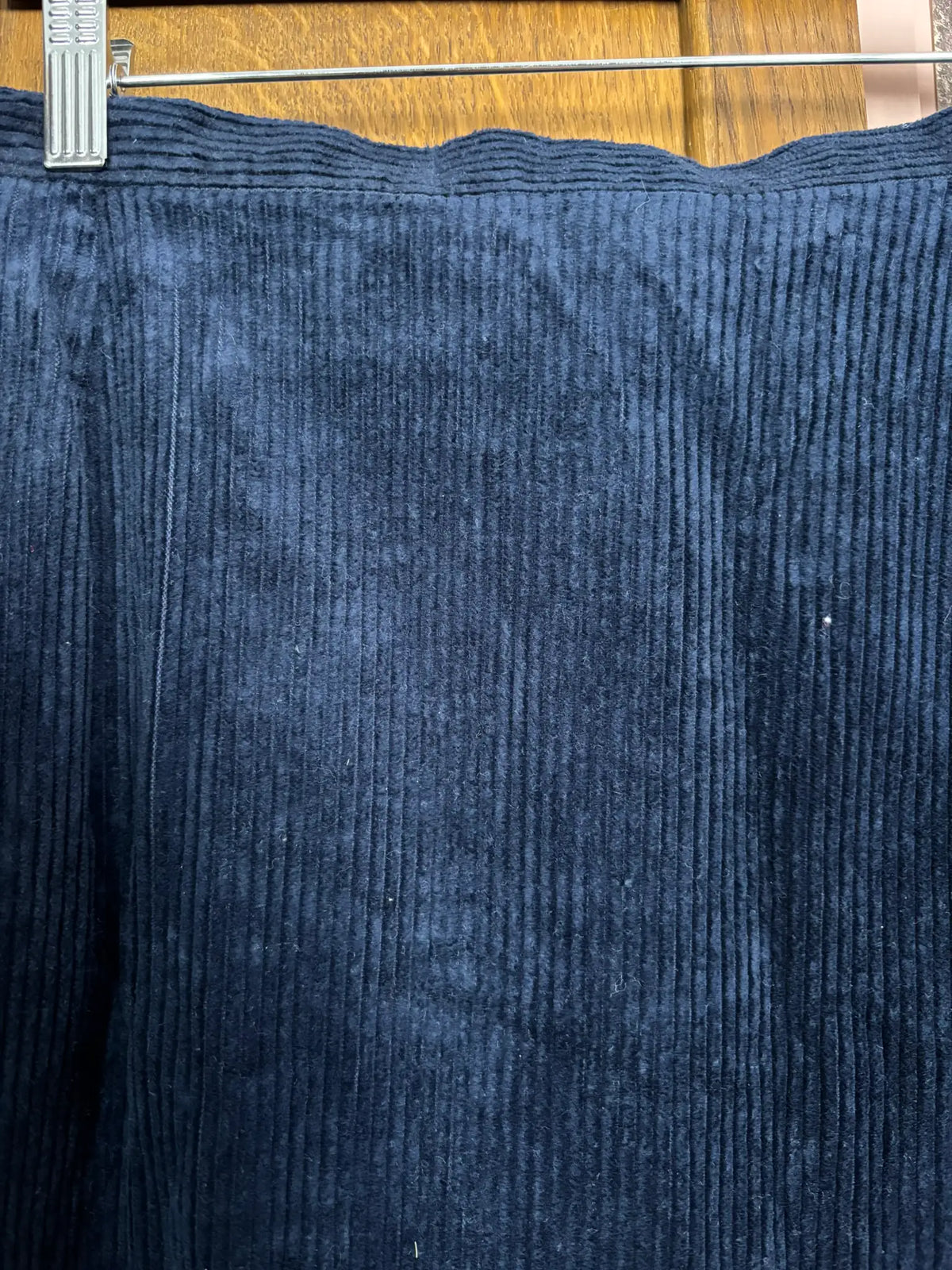 Jupe midi vintage en velours côtelé bleu marine – T.46 - Années 80