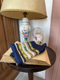 Vintage navy blue equestrian-inspired scarf - 1980s