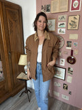 Brown workwear jacket with velvet collar – Size 46/48 – 80s/90s