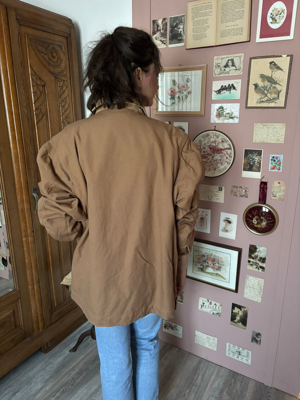 Veste workwear marron col velours – T.46/48 – Années 80/90