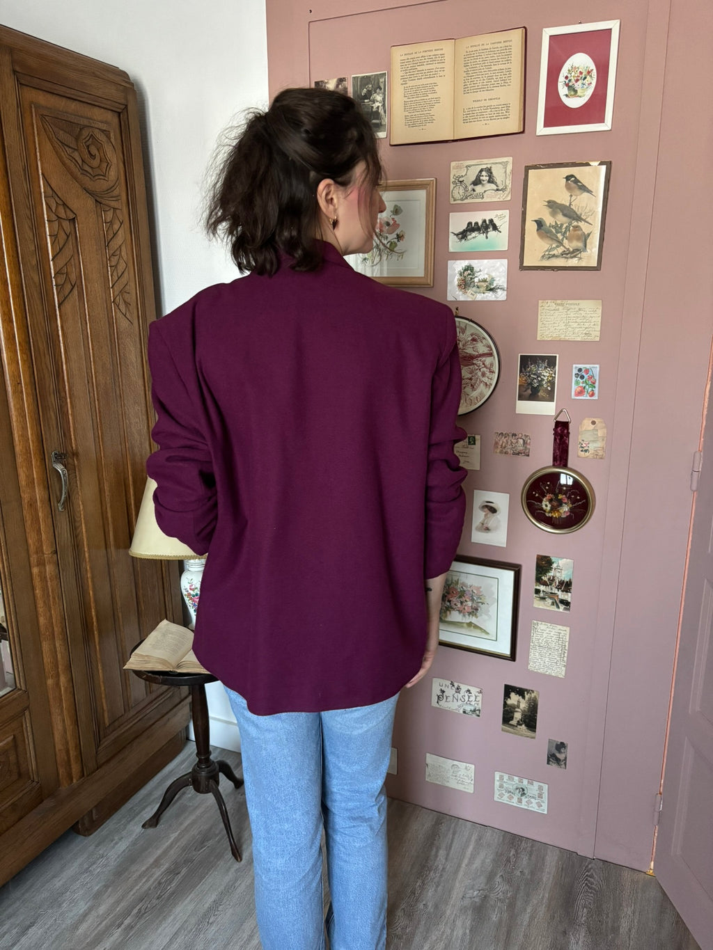 Blazer aubergine oversize – T.44/46 – Années 90