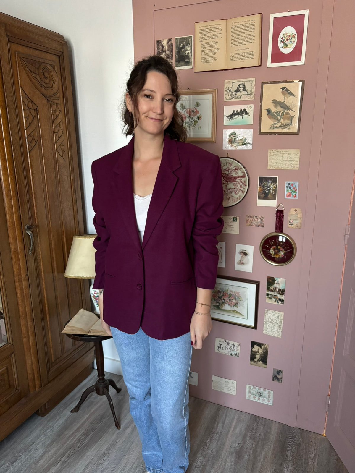 Blazer aubergine oversize – T.44/46 – Années 90