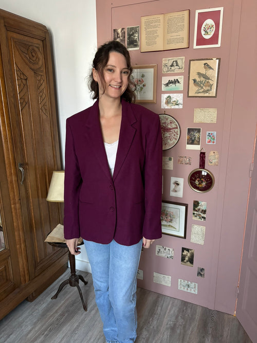 Blazer aubergine oversize – T.44/46 – Années 90