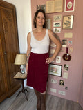 Burgundy velvet-effect flared midi skirt – Size S (US 4/6) – 1990s