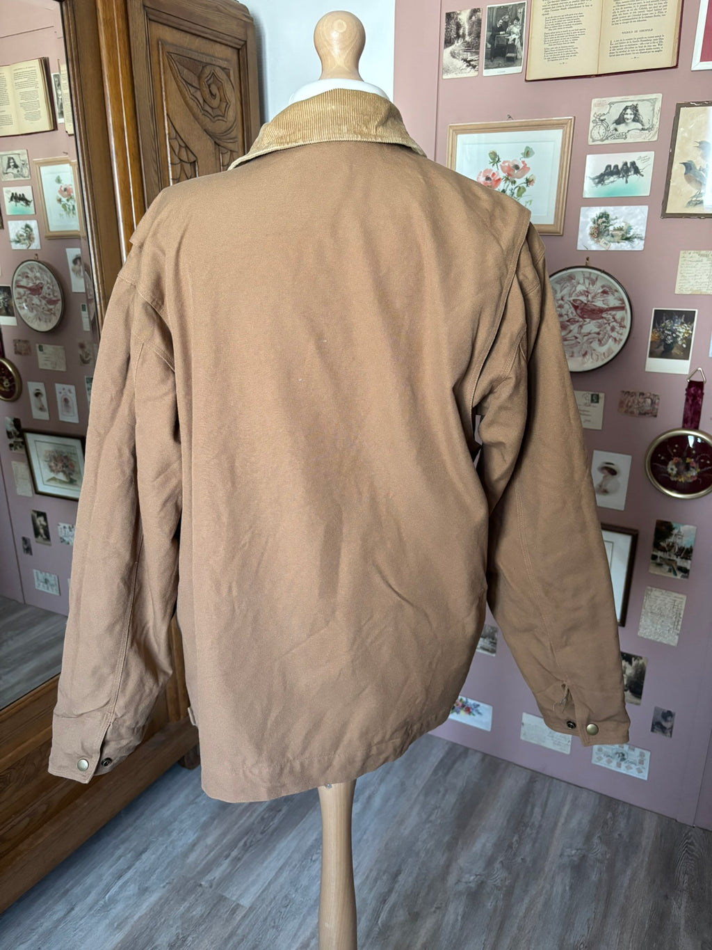 Brown workwear jacket with velvet collar – Size 46/48 – 80s/90s