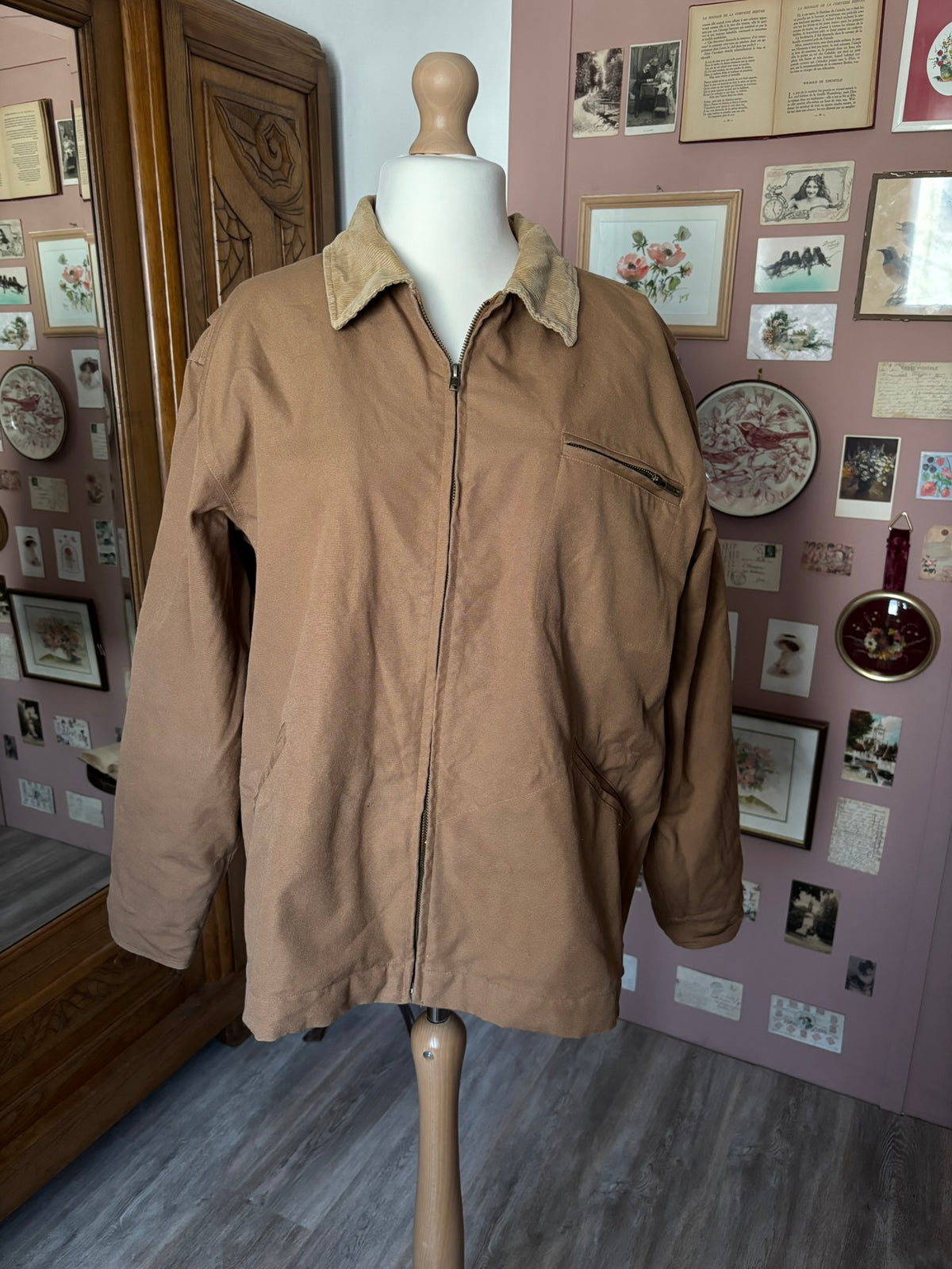 Veste workwear marron col velours – T.46/48 – Années 80/90