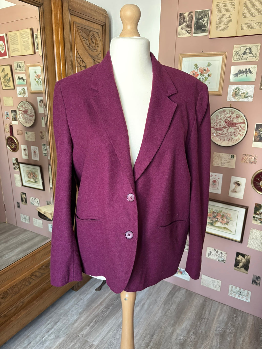 Blazer aubergine oversize – T.44/46 – Années 90