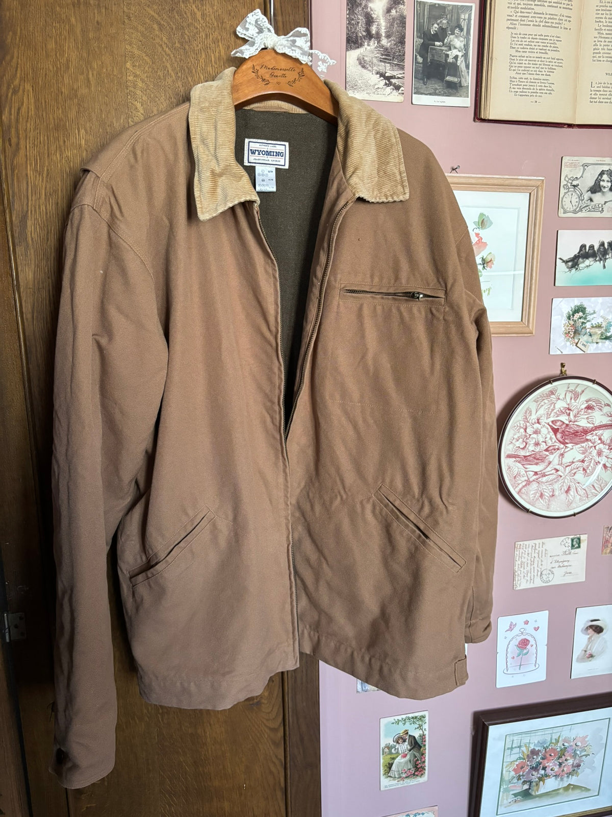 Brown workwear jacket with velvet collar – Size 46/48 – 80s/90s