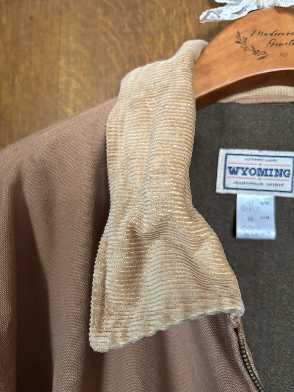 Brown workwear jacket with velvet collar – Size 46/48 – 80s/90s