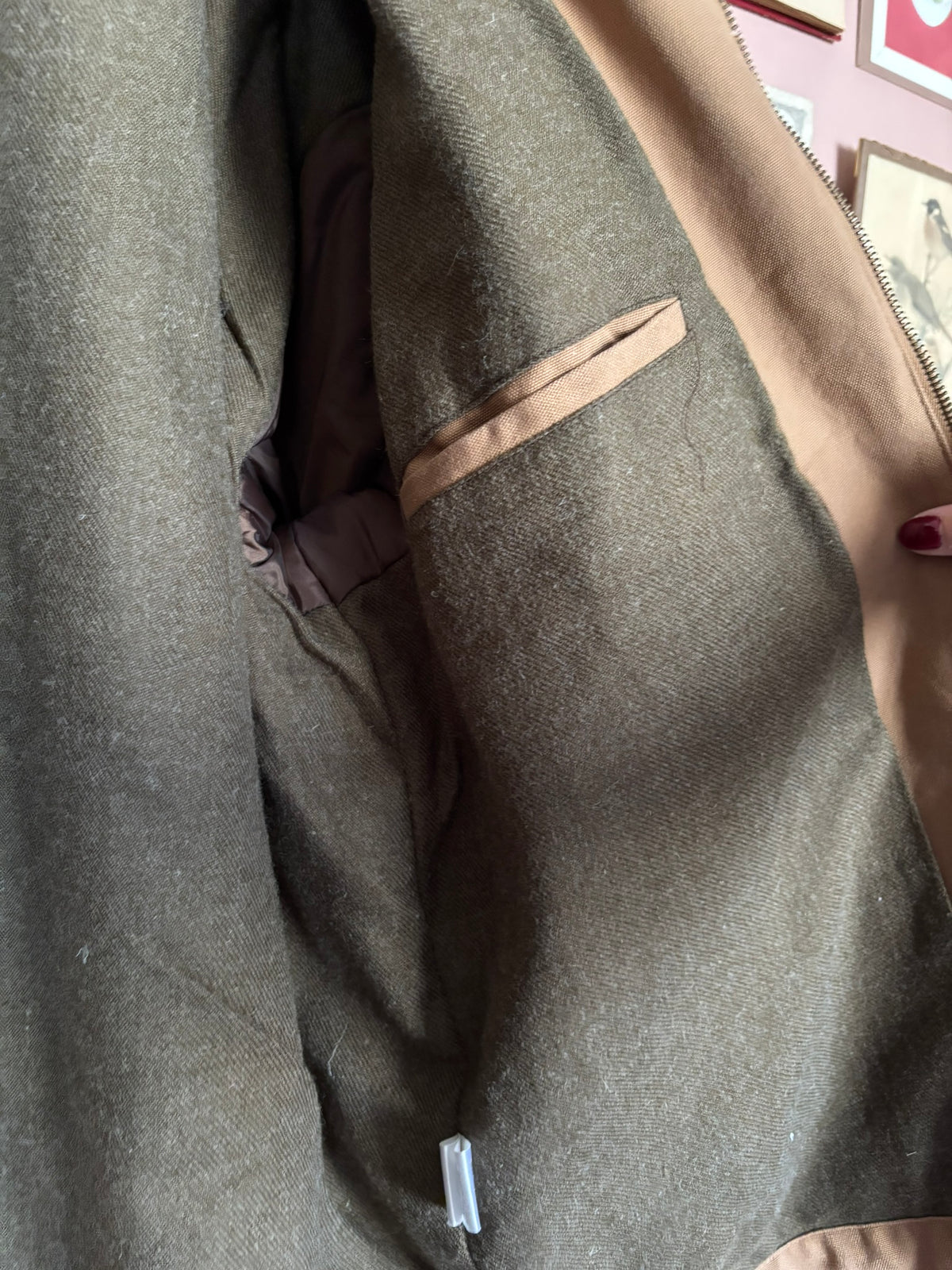 Brown workwear jacket with velvet collar – Size 46/48 – 80s/90s