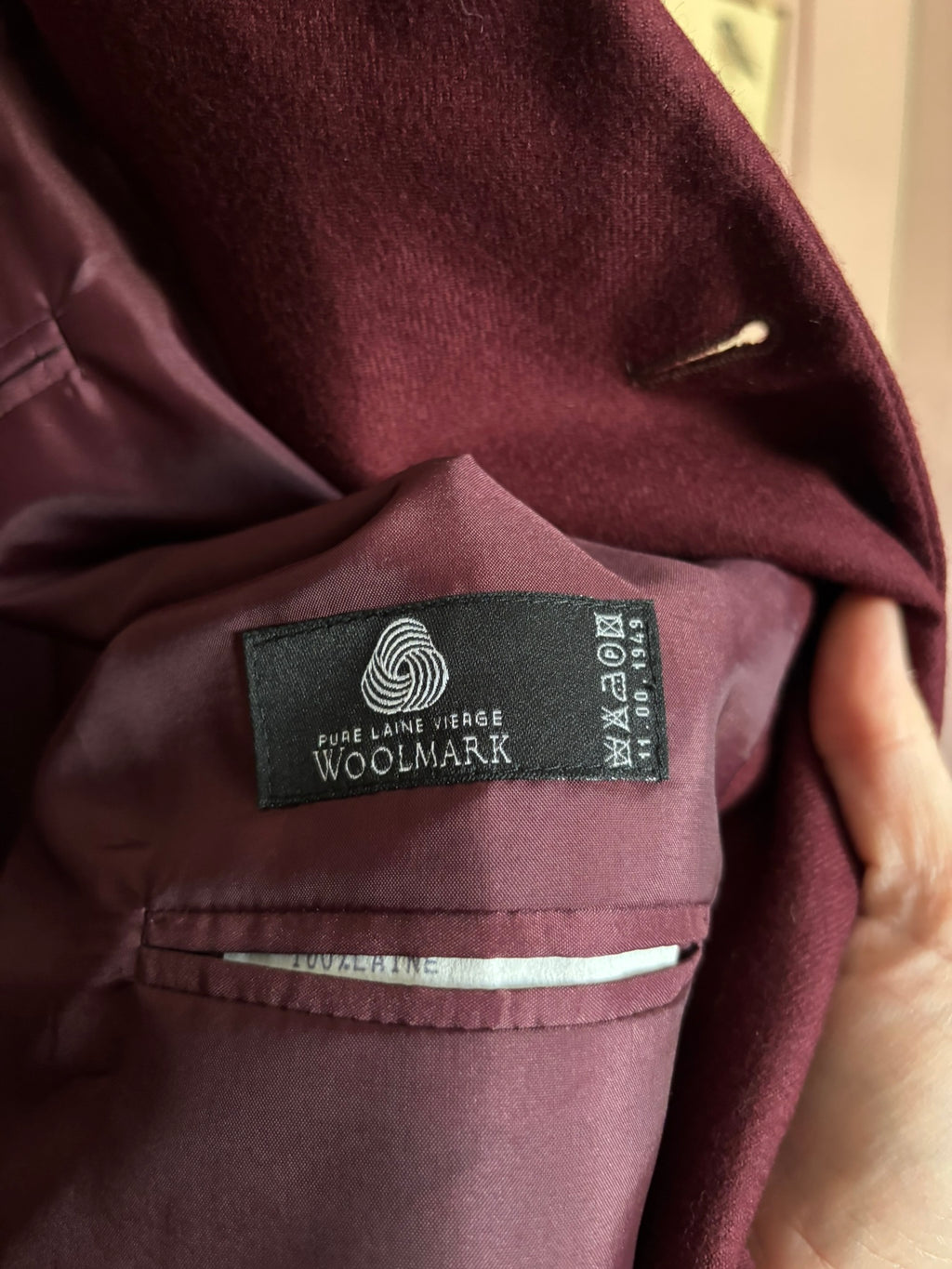 Blazer homme oversize bordeaux 100 % laine – Du 38 au 44 – Années 80
