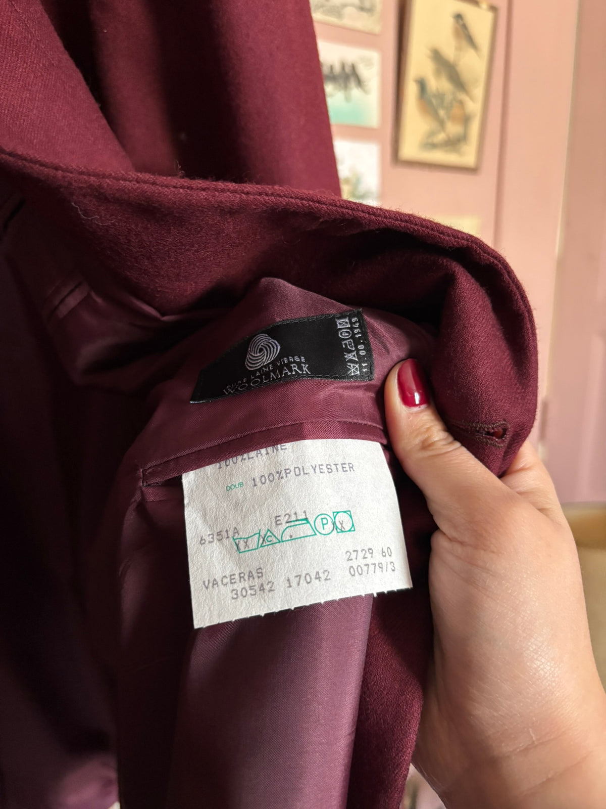 Blazer homme oversize bordeaux 100 % laine – Du 38 au 44 – Années 80