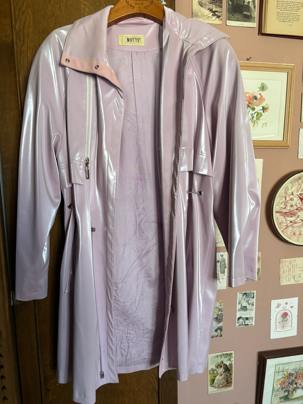Shiny lilac long rain jacket – Size 38/40 – 1990s