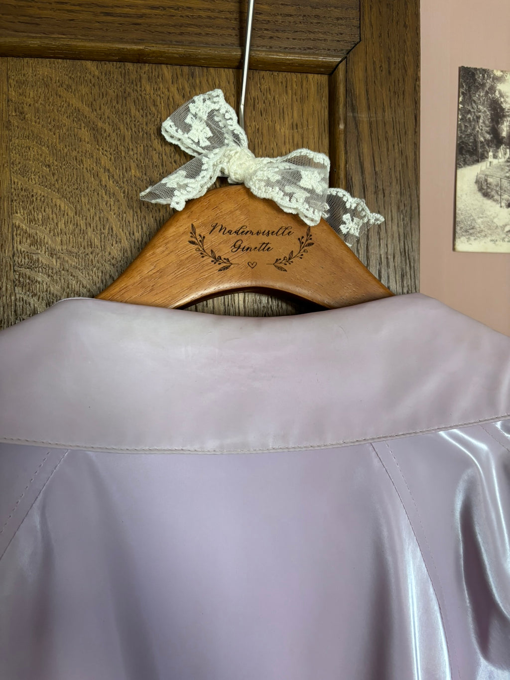 Shiny lilac long rain jacket – Size 38/40 – 1990s