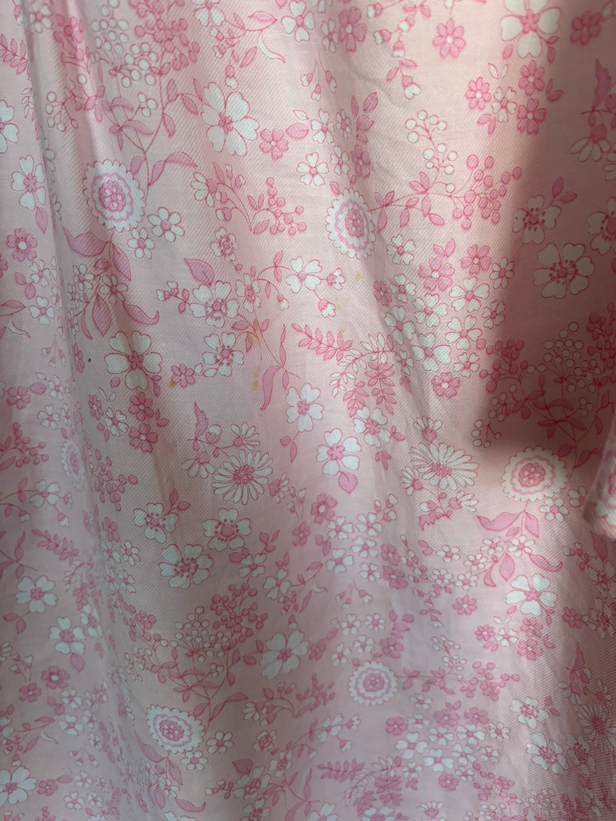 Pink floral cotton nightgown – Sizes 38 to 44 – 60s/70s
