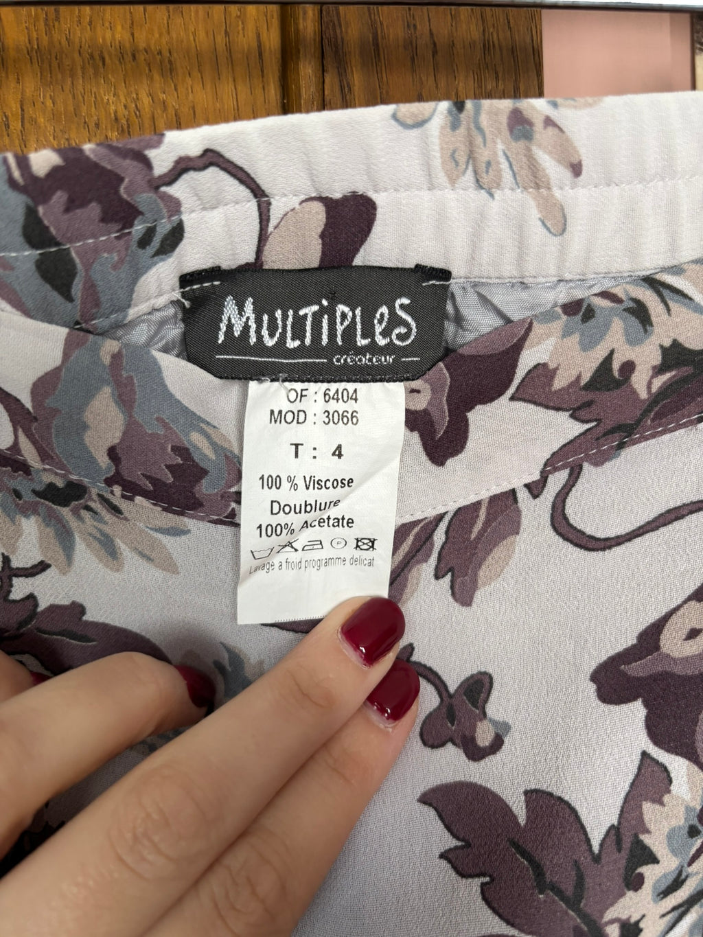 Jupe midi fleurie fluide violette – T.40/42– Années 90/2000