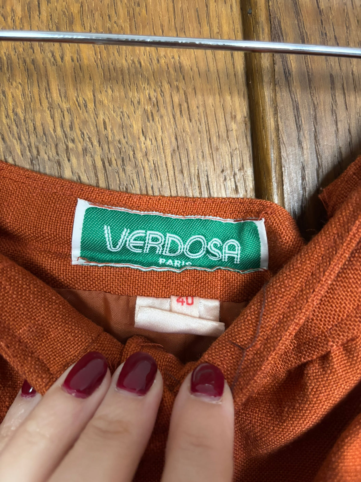 Jupe taille haute terracotta à plis – T.36 – Fin années 80