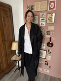 Long black belted raincoat – Size 38 to 42 – 80s/90s